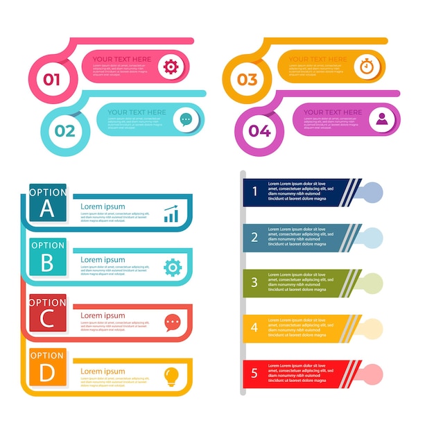 Set infographic elementen data visualisatie vector ontwerpsjabloon Kan worden gebruikt voor stappen optie