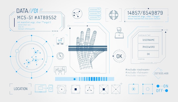 Set infographic elementen over computerbeveiliging