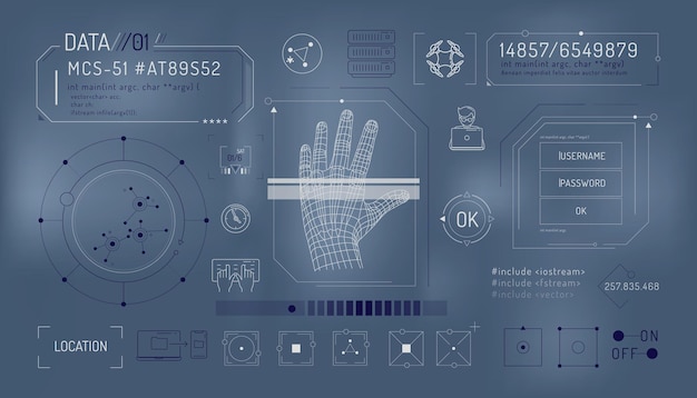 Set infographic elementen over computerbeveiliging