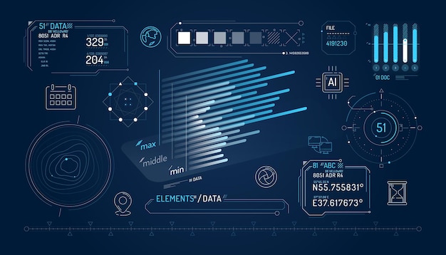 Set infographic elementen over gegevensuitwisseling en geolocatie