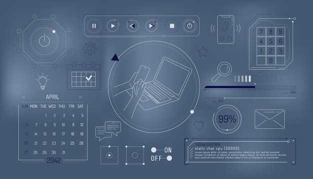 Set of infographic elements about computer communication and social networks