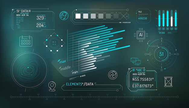 Set of infographic elements about data exchange and geolocation