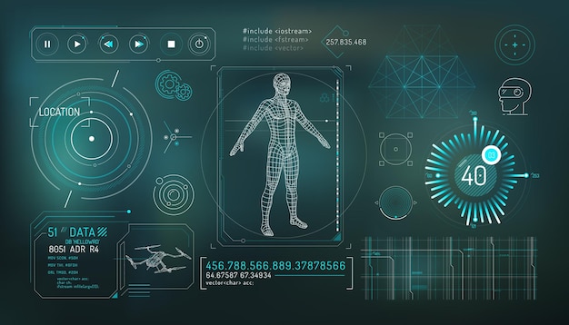 Vector set of infographic elements about drone control and augmented reality