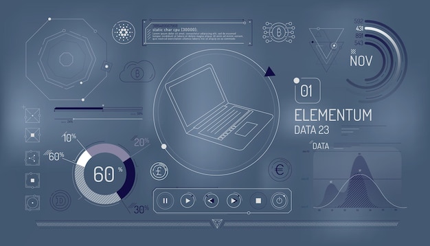 set of infographic elements about financial technology and cryptocurrencies