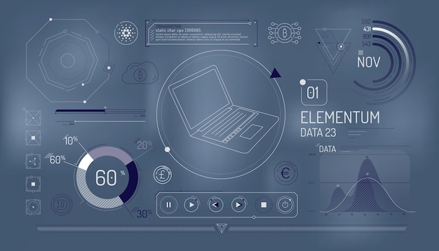 Vector set of infographic elements about financial technology and cryptocurrencies