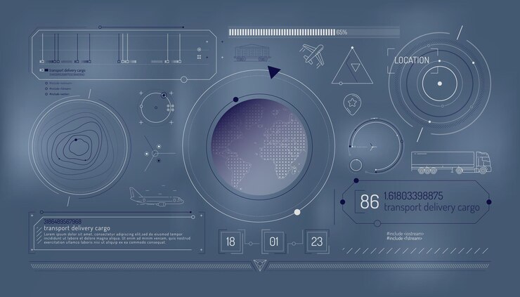 Vector set of infographic elements about geolocation and transportation tracking