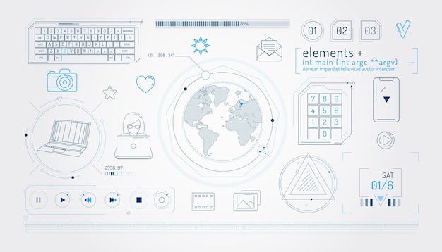 Set of infographic elements about internet communication and global network