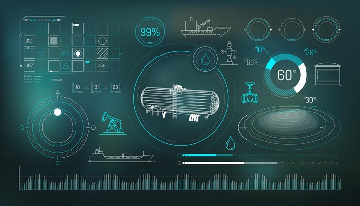 Vector set of infographic elements about oil storage and transportation