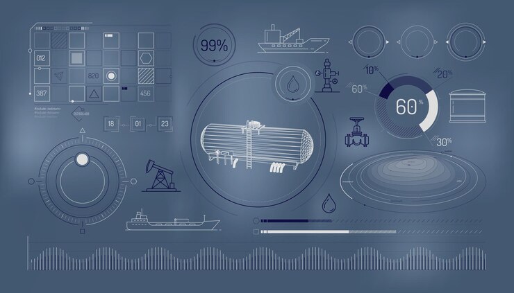 Vector set of infographic elements about oil storage and transportation