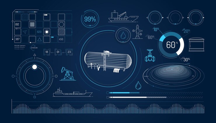 Vector set of infographic elements about oil storage and transportation