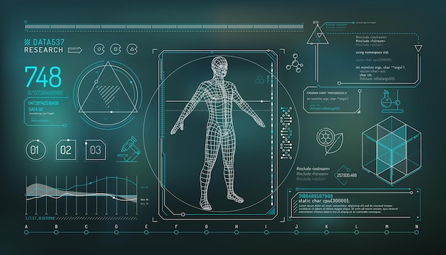 Set of infographic elements about the study of the human genome