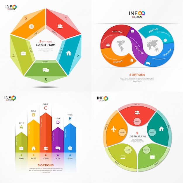 Set di modelli di opzioni infografica