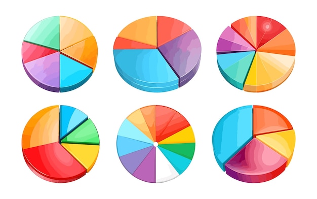 Insieme dell'illustrazione di vettore dell'icona del grafico a torta di infographic