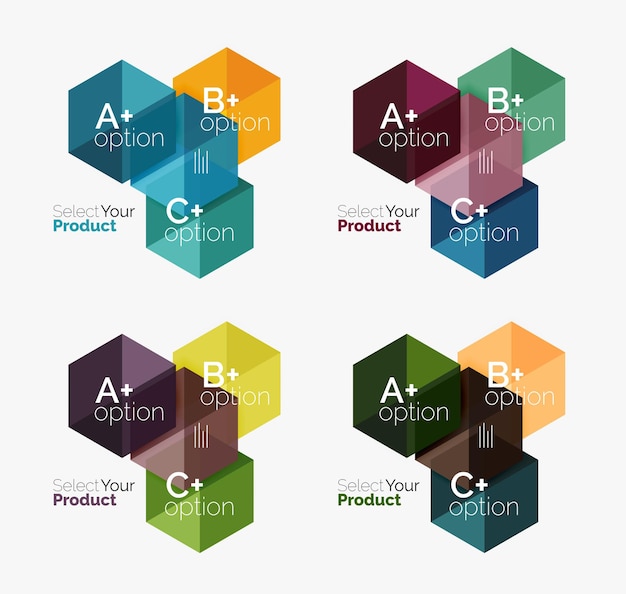 Vettore set di modelli di infografica con testo e opzioni