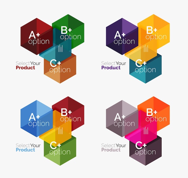 Set di modelli di infografica con testo e opzioni