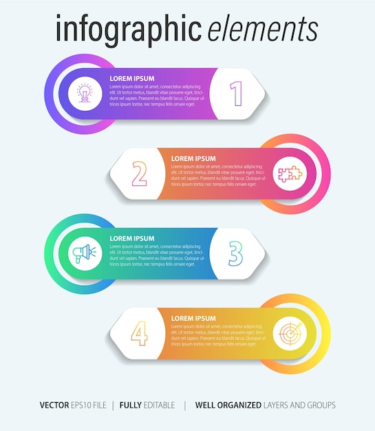Set infographics elementen in moderne platte zakelijke stijl