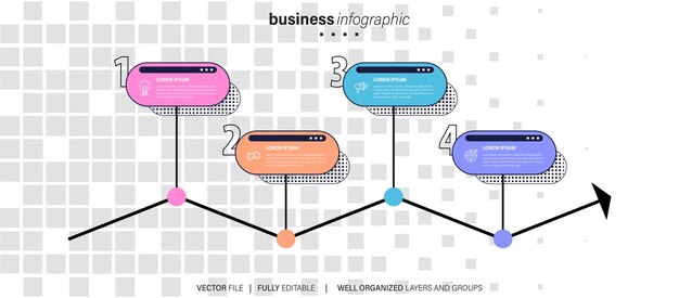 Vettore insieme di elementi di infografica in stile business piatto moderno