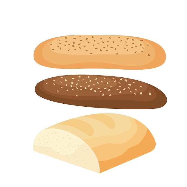 Vector set ingrediënten voor hamburger en sandwich gesneden groenten broodje kotelet saus vector illustratie cartoon platte icoon collectie geïsoleerd op wit