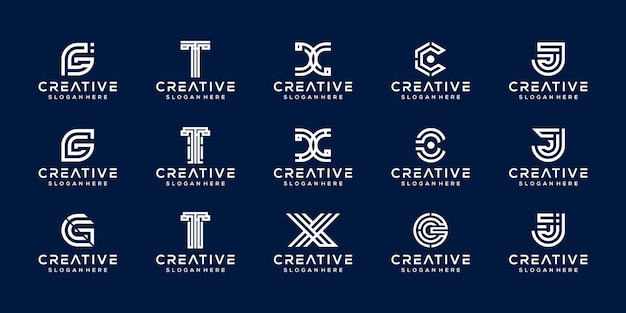 set of initial combined letter t c x g logo design logo template