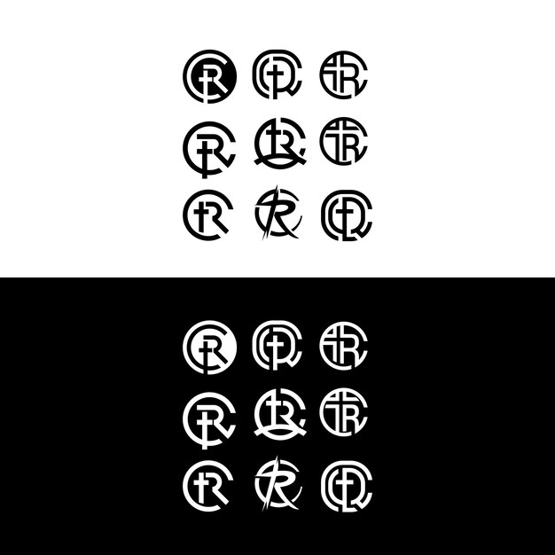 Vector set initial letter cr with symbol church logo design inspiration