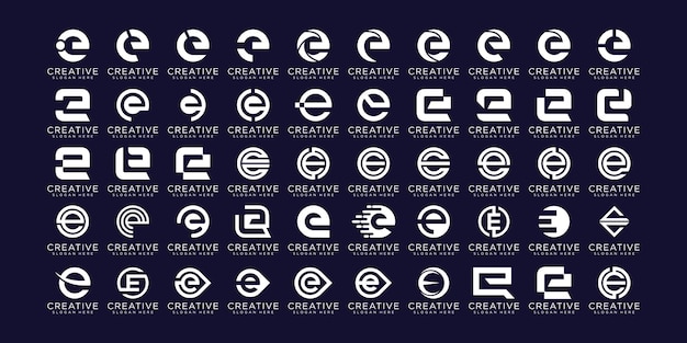 Set of initial letter e logo design template