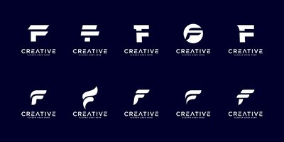 Set of initial letter f logo design template.