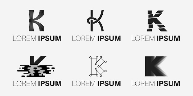 초기 문자 K 로고 템플릿 집합입니다. 알파벳 k 로고 디자인
