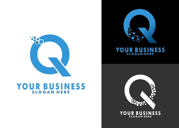 set of initial letter Q with molecule logo vector