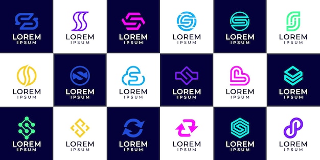 Sのイニシャル文字のセット ロゴデザインのテンプレート