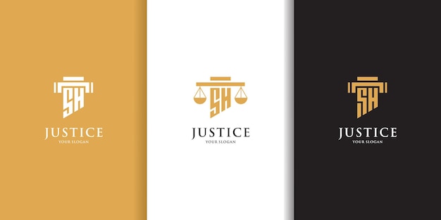 set of initial letters sh law firm logo template