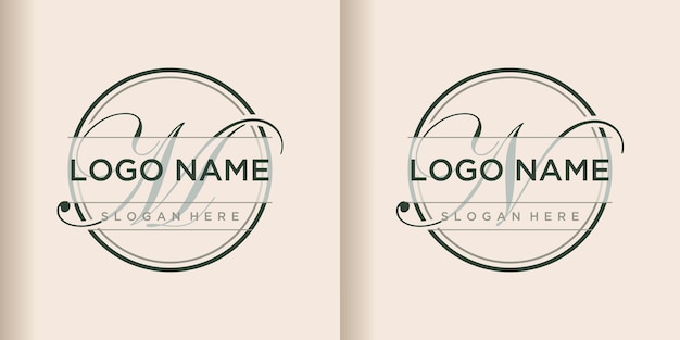 Set initial logo design template M N