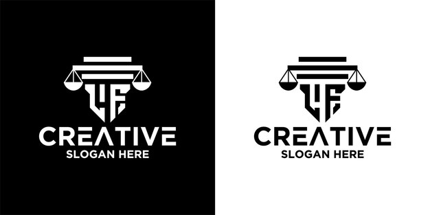 set of initial pillar law firm attorney elegant and luxury letter logo design template premium