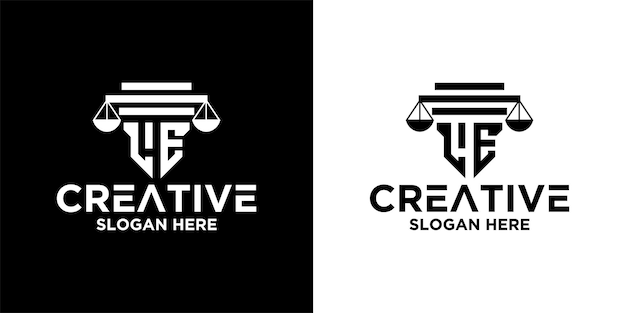set of initial pillar law firm attorney elegant and luxury letter logo design template premium