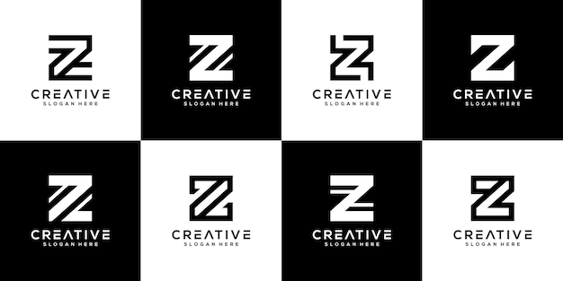 Set of initial z letter logo vector template