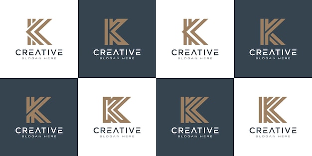 Set initialen letter K abstract logo-ontwerp