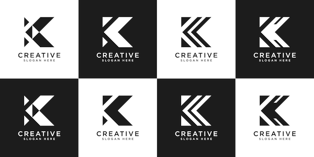 Набор инициалов буква K абстрактный векторный дизайн логотипа