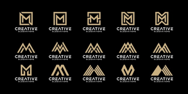 Set of initials letter M abstract logo design