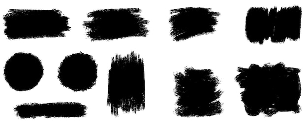 Set of ink brush strokes brushes lines black paint grungy hand drawn graphic element isolated on white background vector illustration