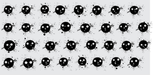 set of ink splash emoticons