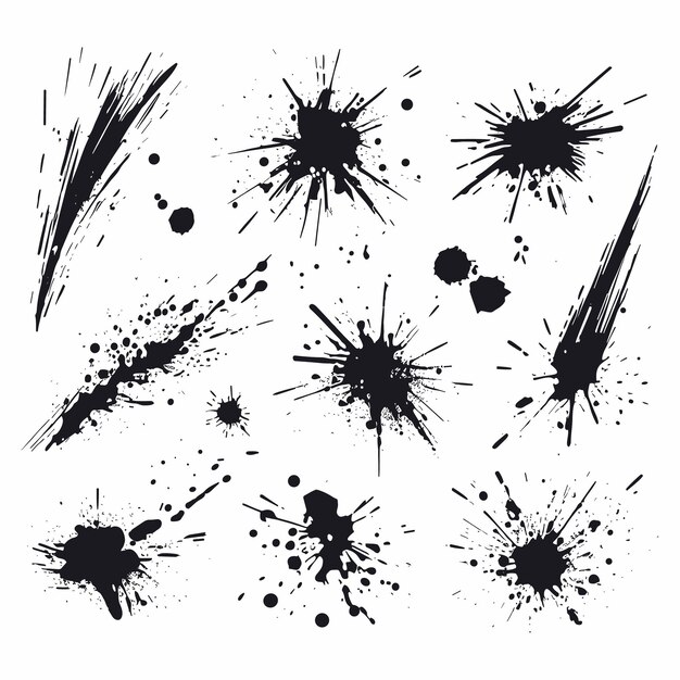 Vector set of ink splashes on a white background vector illustration