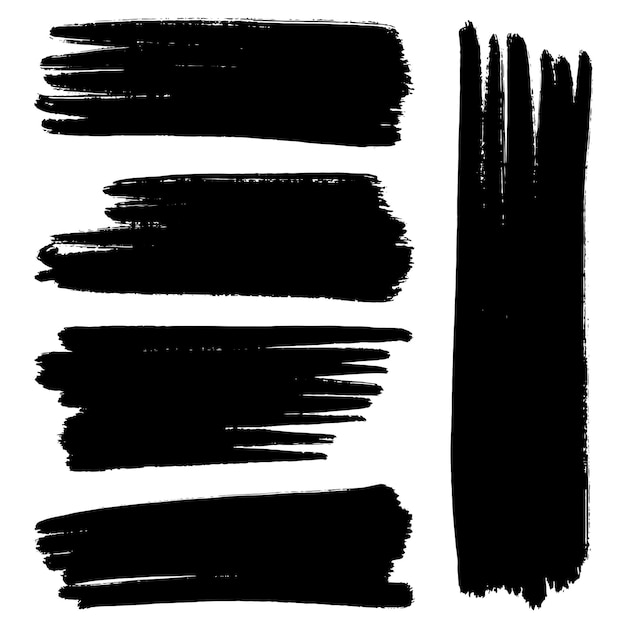 Vector set inkt penseelstreken borstels lijnen zwarte verf grungy hand getekend grafisch element geïsoleerd op een witte achtergrond vectorillustratie