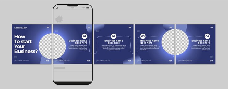 Vector set of instagram carousel post template editable instagram carousel post