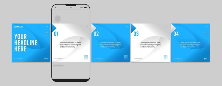 Vector set of instagram carousel post template editable instagram carousel post