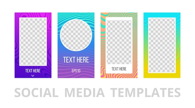 Vector set of instagram stories frame and post editable templates  abstract gradient design backgrounds