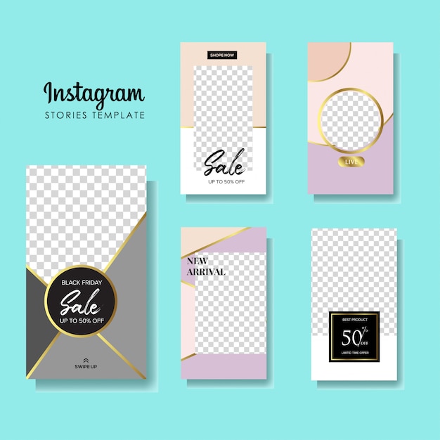 Set of Instagram stories sale banner 