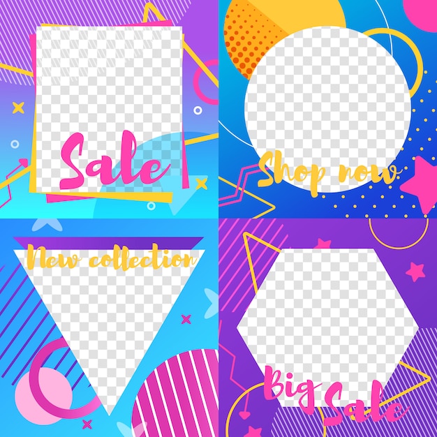 Set of Instagram Stories with Sale and News Info