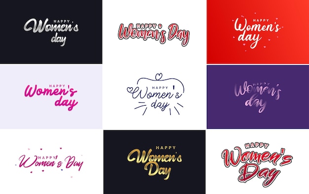 Set of international women's day cards with a logo