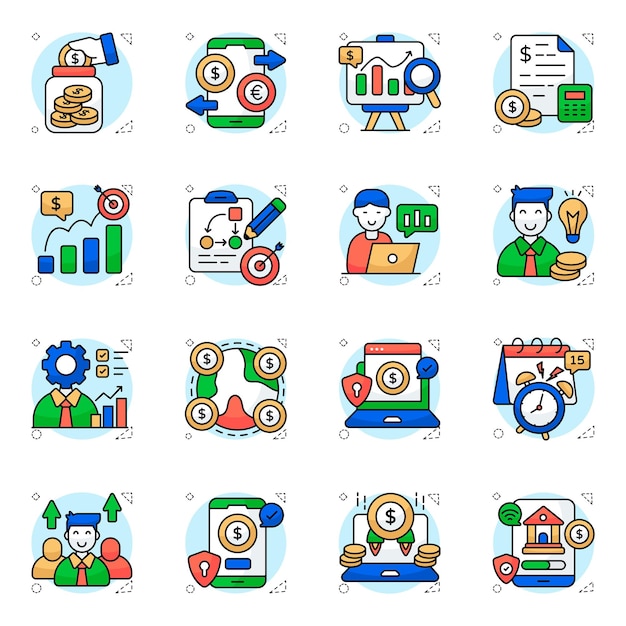 Set of Investment Flat Icons