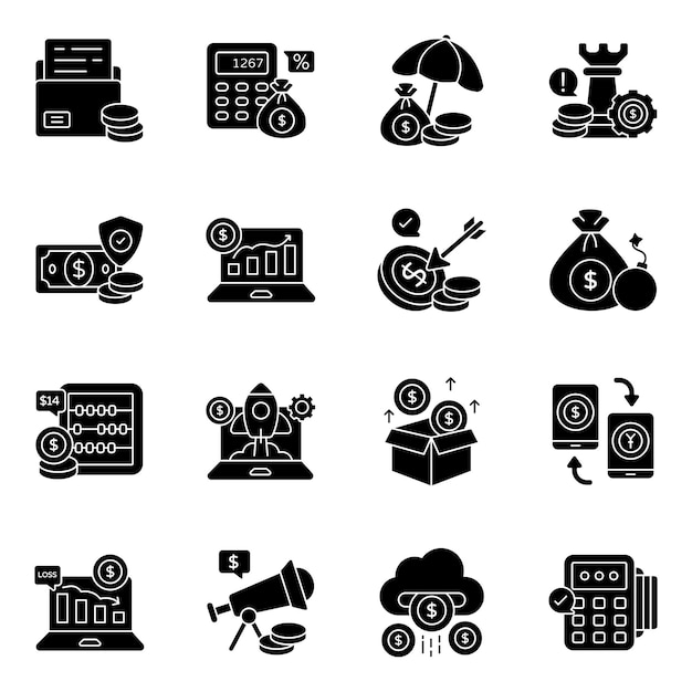 Vector set of investment flat icons