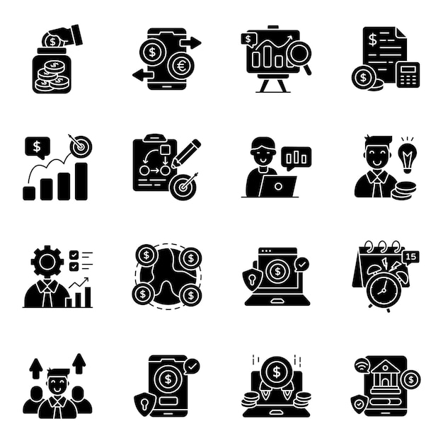 Set of Investment Solid Icons